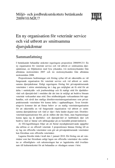 Omslaget till bet. 2009/10:MJU7