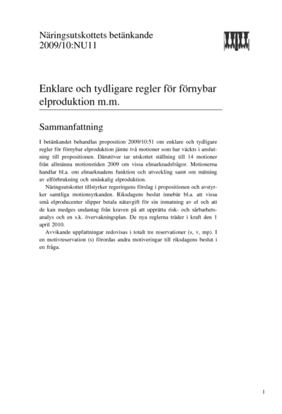 Omslaget till bet. 2009/10:NU11