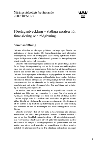 Omslaget till bet. 2009/10:NU25