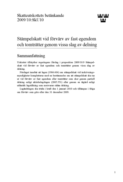 Omslaget till bet. 2009/10:SkU10