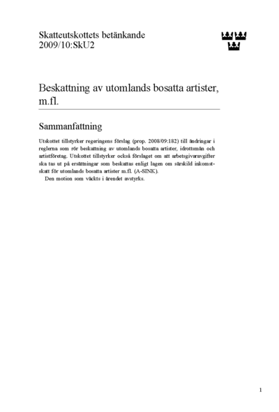 Omslaget till bet. 2009/10:SkU2