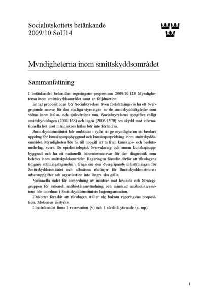 Omslaget till bet. 2009/10:SoU14