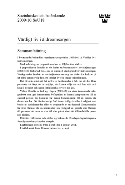 Omslaget till bet. 2009/10:SoU18