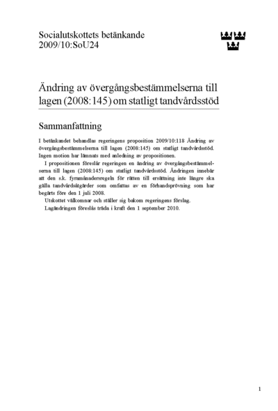 Omslaget till bet. 2009/10:SoU24