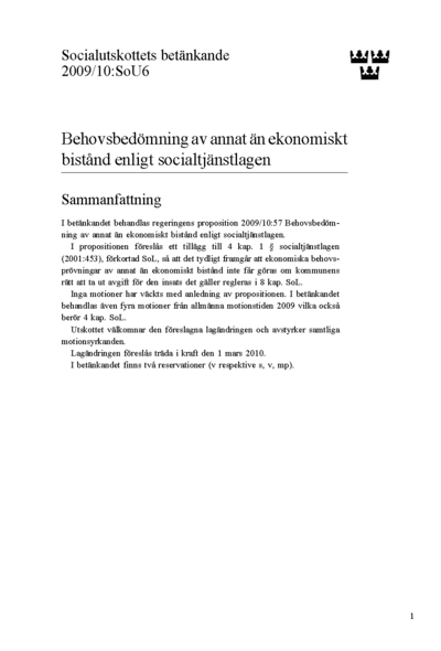 Omslaget till bet. 2009/10:SoU6