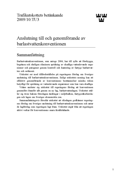 Omslaget till bet. 2009/10:TU3