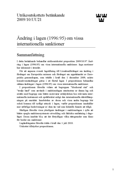 Omslaget till bet. 2009/10:UU21