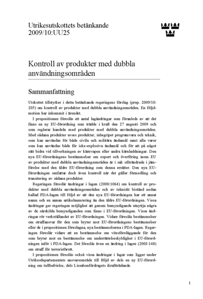 Omslaget till bet. 2009/10:UU25