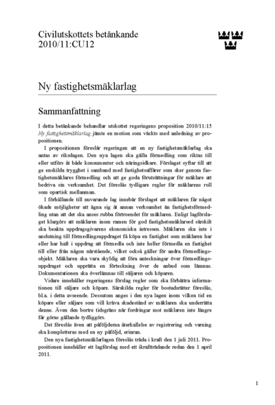 Omslaget till bet. 2010/11:CU12