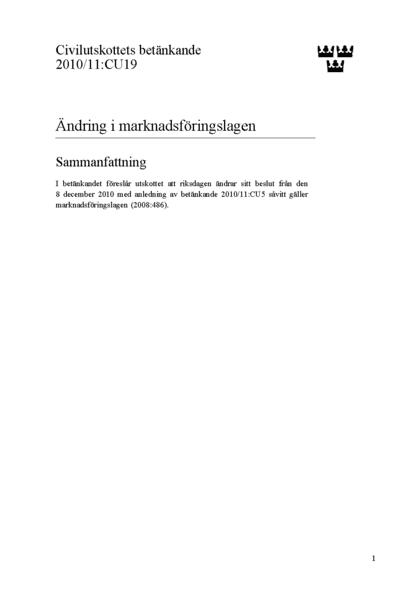 Omslaget till bet. 2010/11:CU19
