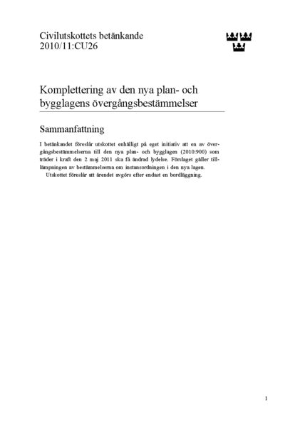 Omslaget till bet. 2010/11:CU26