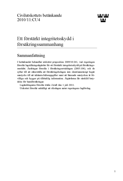 Omslaget till bet. 2010/11:CU4