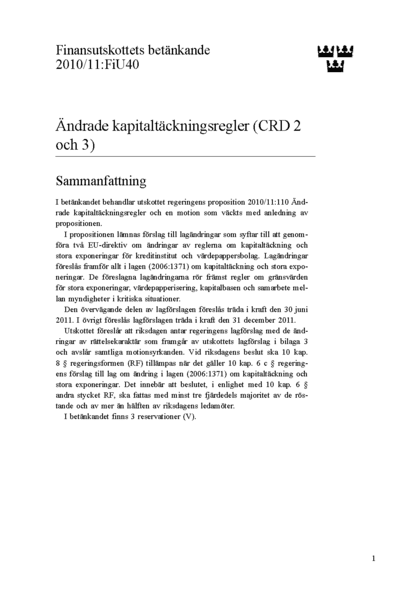 Omslaget till bet. 2010/11:FiU40