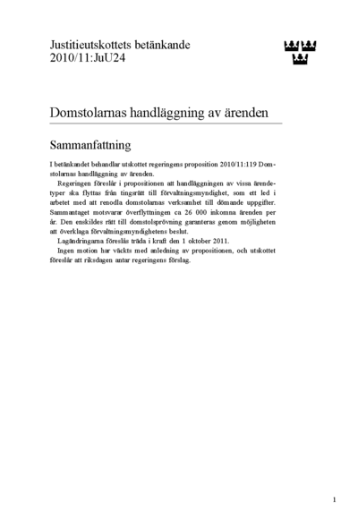 Omslaget till bet. 2010/11:JuU24