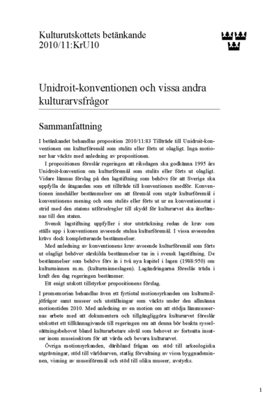 Omslaget till bet. 2010/11:KrU10