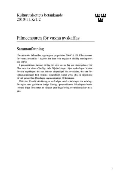 Omslaget till bet. 2010/11:KrU2