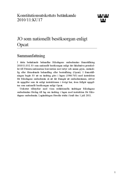 Omslaget till bet. 2010/11:KU17