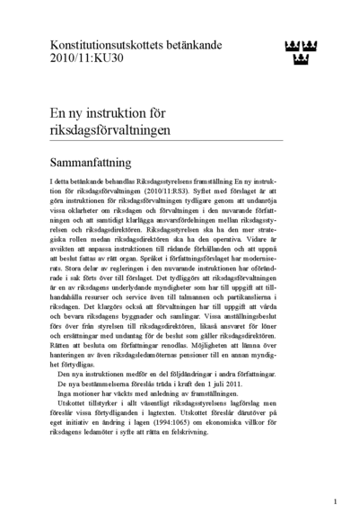 Omslaget till bet. 2010/11:KU30