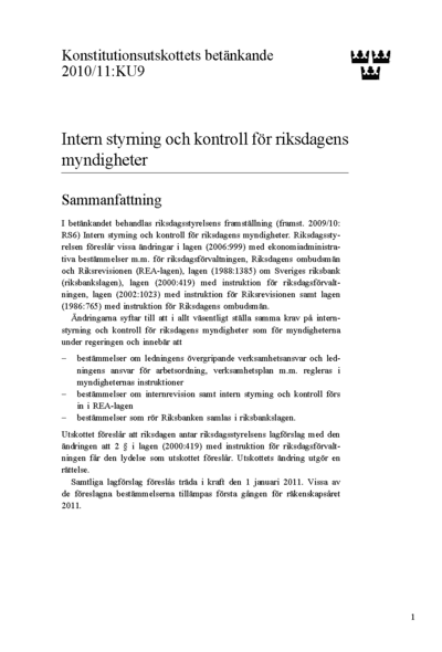 Omslaget till bet. 2010/11:KU9