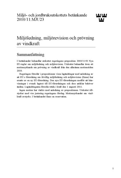 Omslaget till bet. 2010/11:MJU23