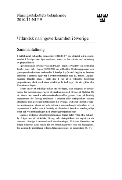 Omslaget till bet. 2010/11:NU19