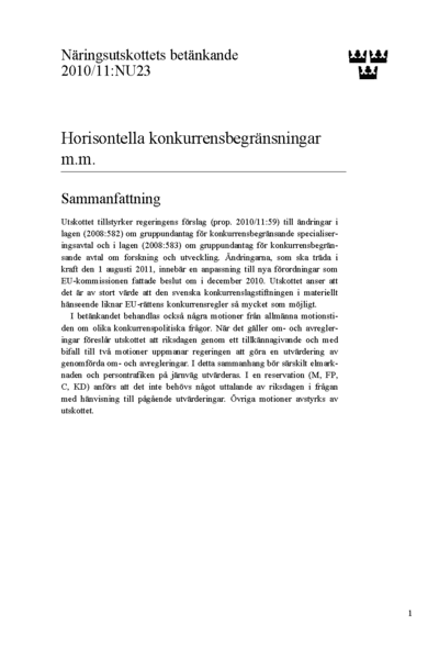Omslaget till bet. 2010/11:NU23