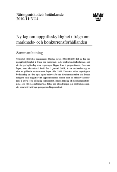 Omslaget till bet. 2010/11:NU4