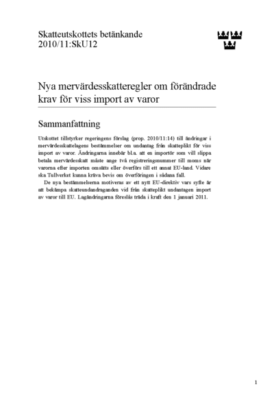 Omslaget till bet. 2010/11:SkU12