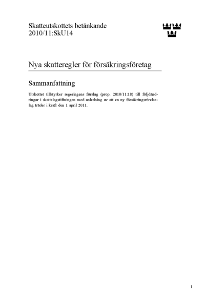 Omslaget till bet. 2010/11:SkU14