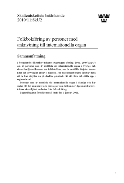 Omslaget till bet. 2010/11:SkU2