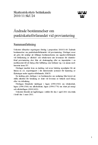 Omslaget till bet. 2010/11:SkU24