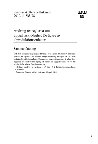 Omslaget till bet. 2010/11:SkU28
