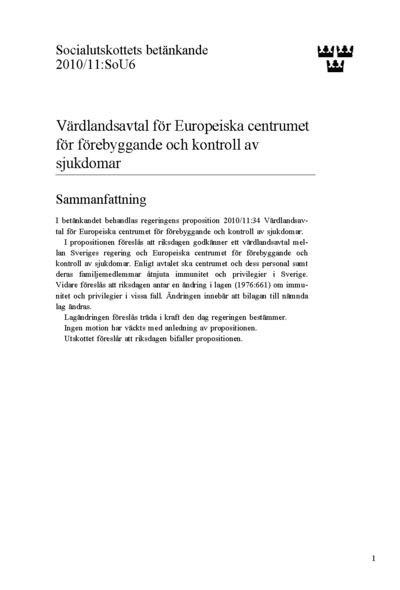 Omslaget till bet. 2010/11:SoU6