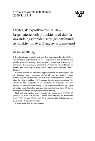 Omslaget till bet. 2010/11:UU3