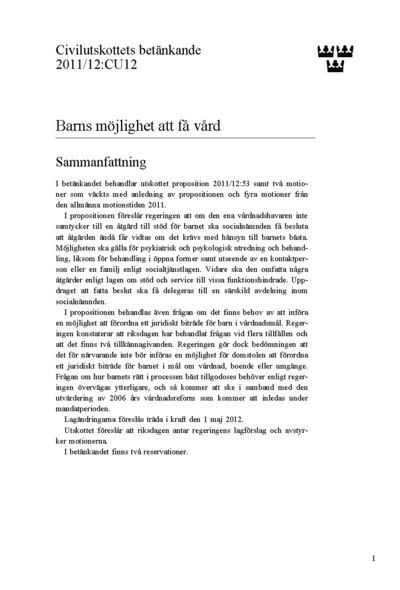 Omslaget till bet. 2011/12:CU12