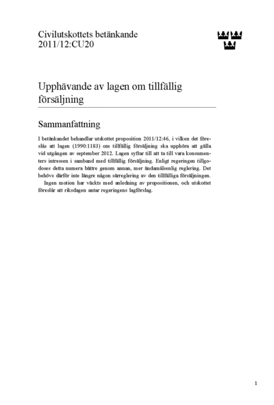 Omslaget till bet. 2011/12:CU20