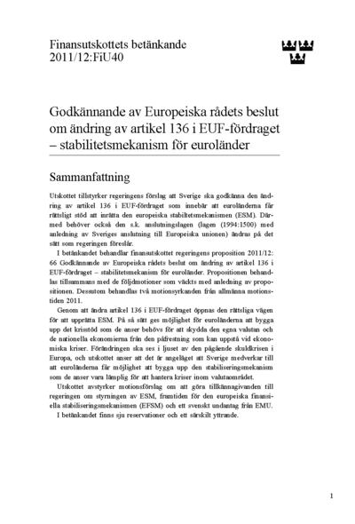 Omslaget till bet. 2011/12:FiU40
