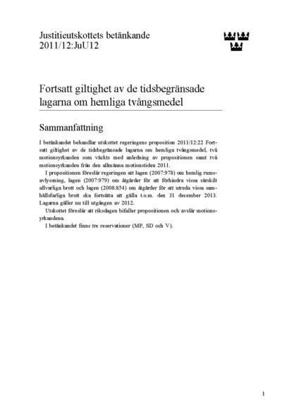 Omslaget till bet. 2011/12:JuU12
