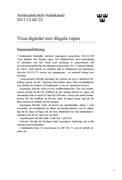 Omslaget till bet. 2011/12:JuU22