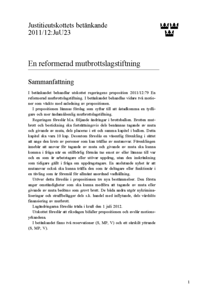 Omslaget till bet. 2011/12:JuU23