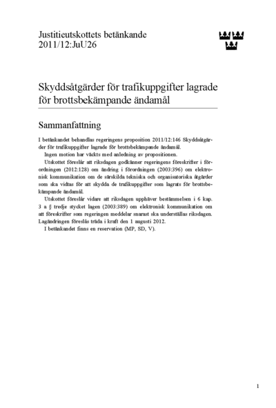 Omslaget till bet. 2011/12:JuU26