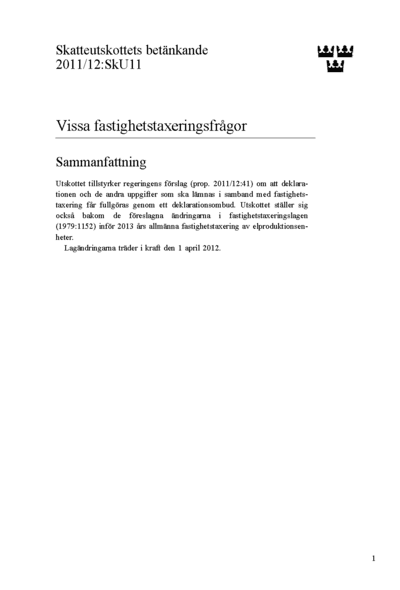 Omslaget till bet. 2011/12:SkU11