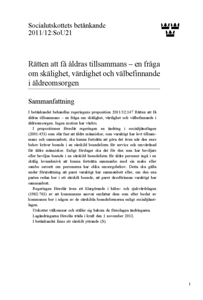 Omslaget till bet. 2011/12:SoU21