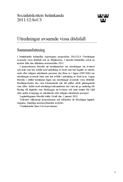 Omslaget till bet. 2011/12:SoU3