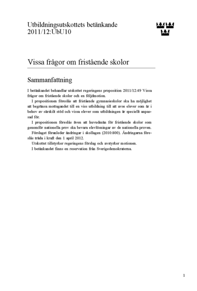 Omslaget till bet. 2011/12:UbU10