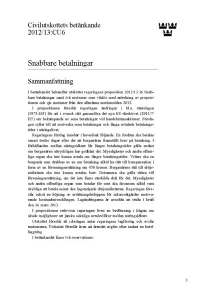 Omslaget till bet. 2012/13:CU6