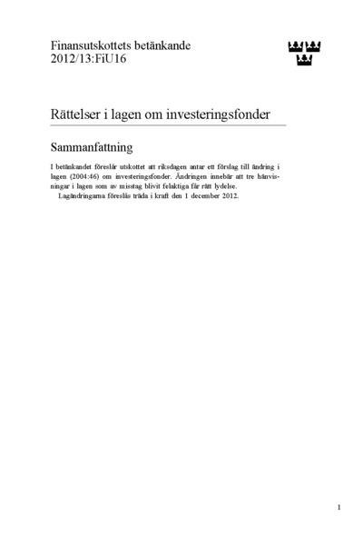 Omslaget till bet. 2012/13:FiU16