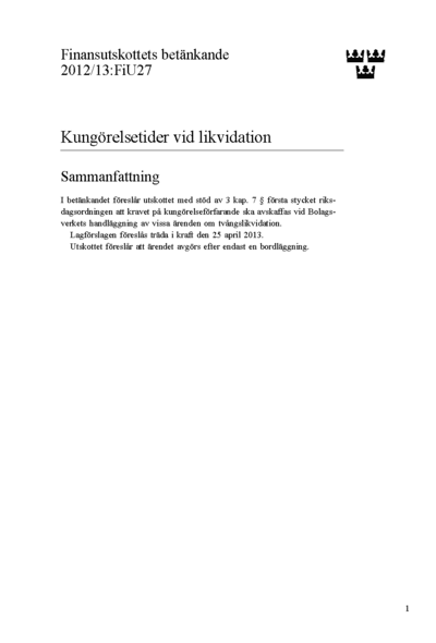 Omslaget till bet. 2012/13:FiU27