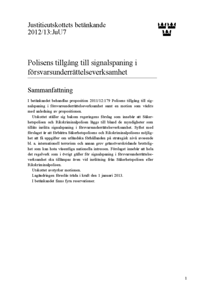 Omslaget till bet. 2012/13:JuU7