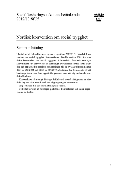 Omslaget till bet. 2012/13:SfU5